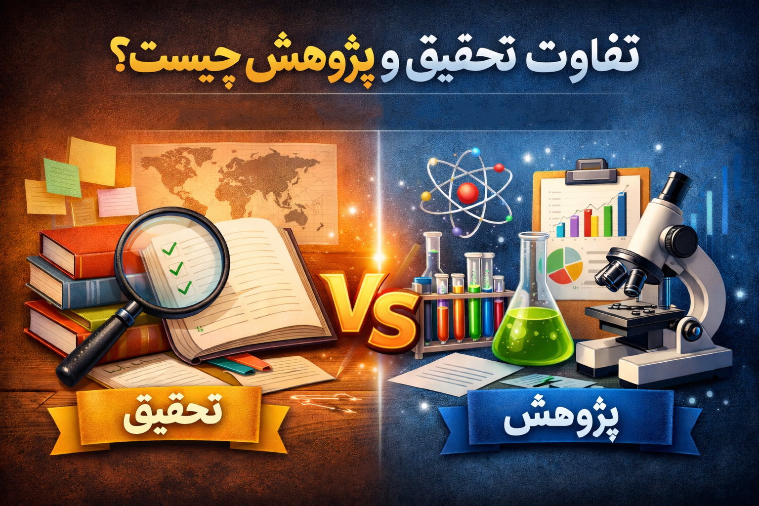 تفاوت تحقیق و پژوهش چیست؟ فرق «تحقیق» با «پژوهش» به زبان ساده + مثال‌های واقعی
