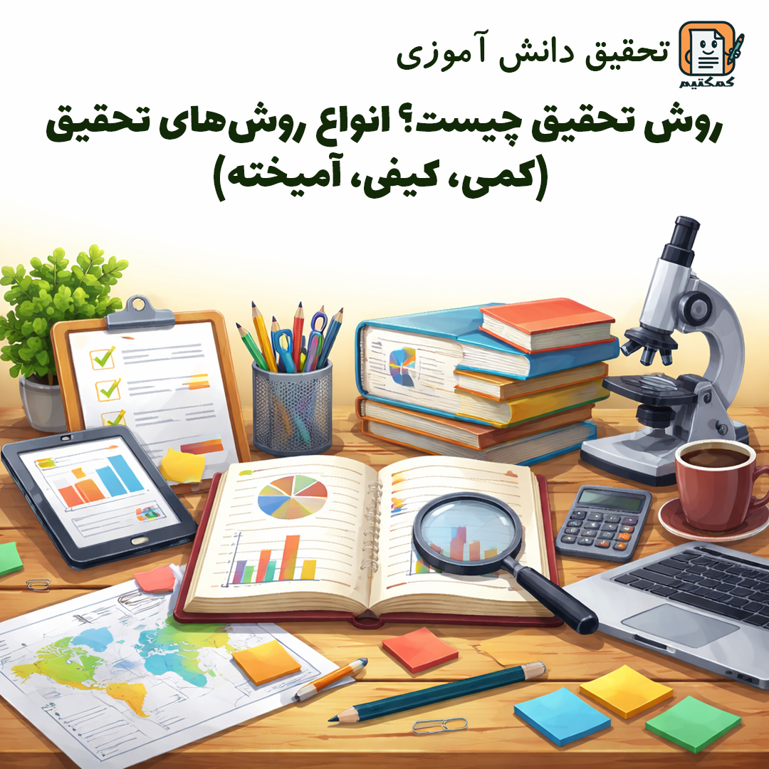 تحقیق دانش آموزی «روش تحقیق چیست؟ انواع روش‌های تحقیق (کمی، کیفی، آمیخته)» + doc