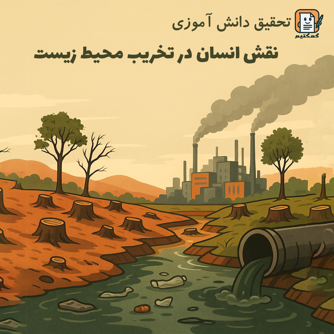 تحقیق دانش آموزی «نقش انسان در تخریب محیط زیست» + doc